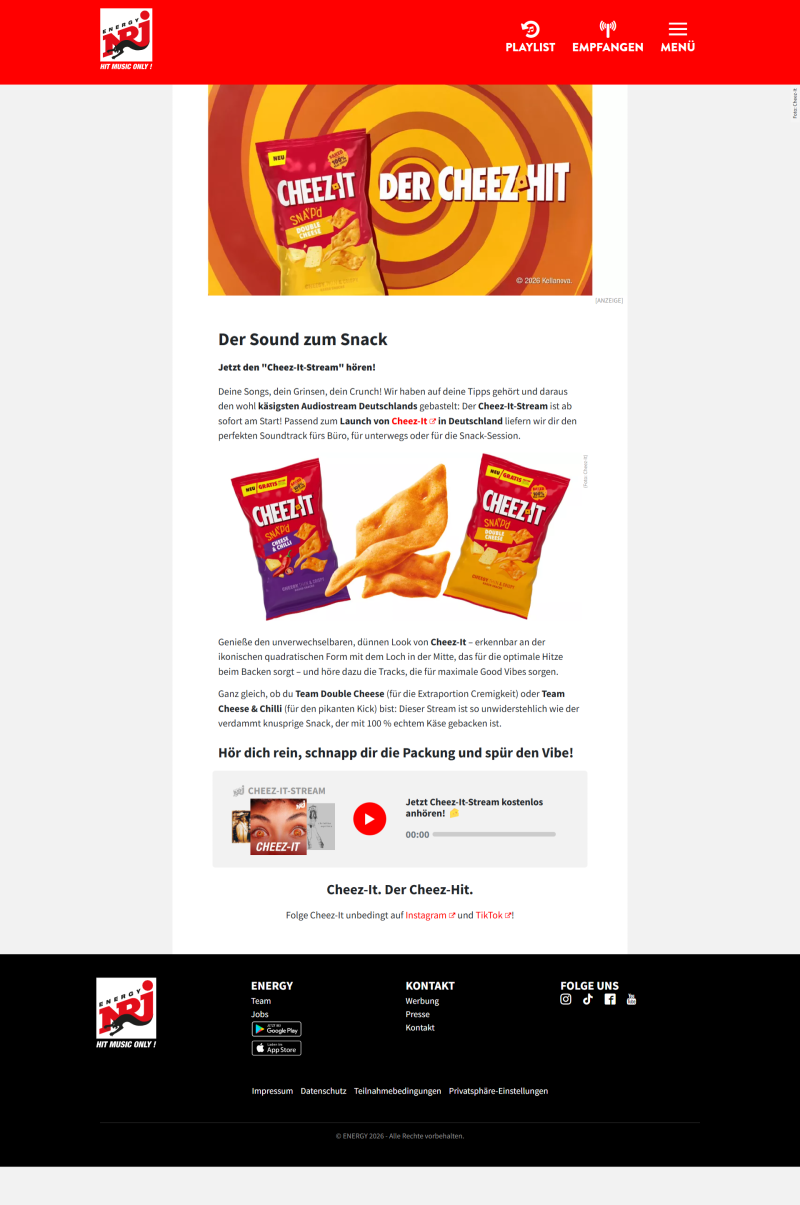 Cheez-It auf energy.de